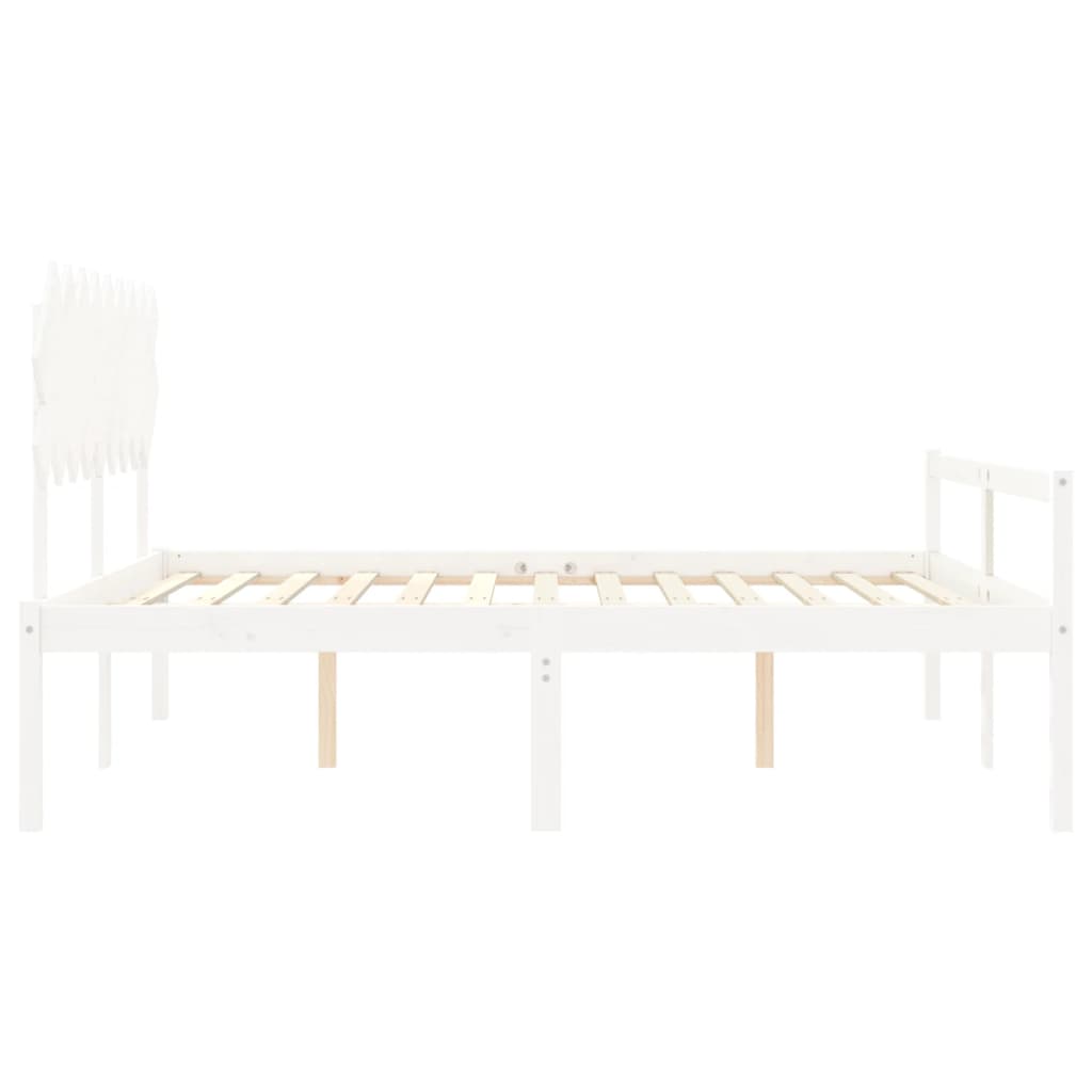 Fehér tömör fa ágy időseknek fejtámlával Super King Size 7