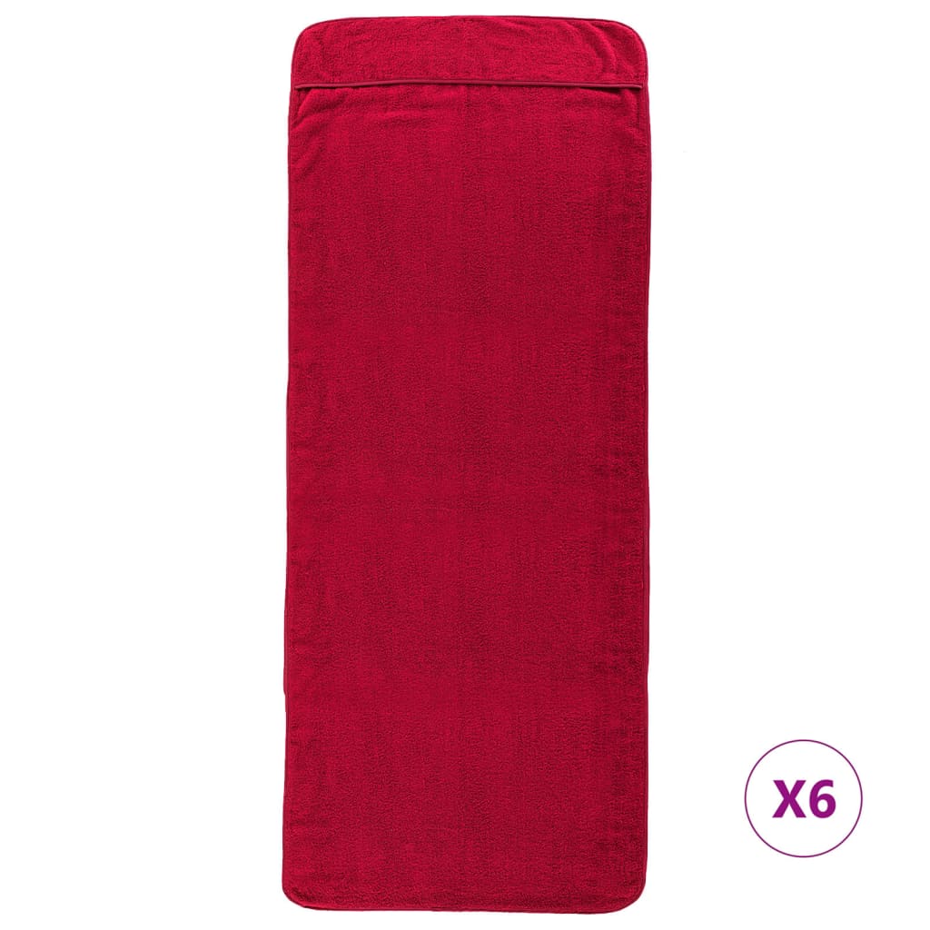 6 db burgundi vörös 400 GSM szövet strandtörölköző 60 x 135 cm 3