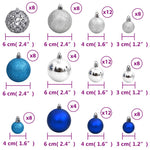 100 db kék és ezüst karácsonyi gömb 3 / 4 / 6 cm 9