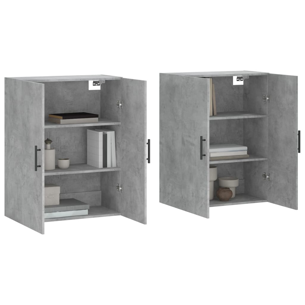 2 db betonszürke faliszekrény 69,5x34x90 cm 3