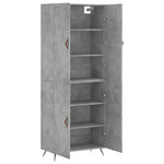 Betonszürke szerelt fa magasszekrény 69,5 x 34 x 180 cm 4