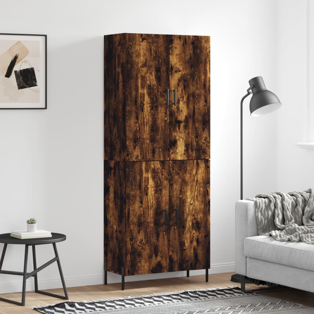 Füstös tölgy színű szerelt fa magasszekrény 69,5 x 34 x 180 cm