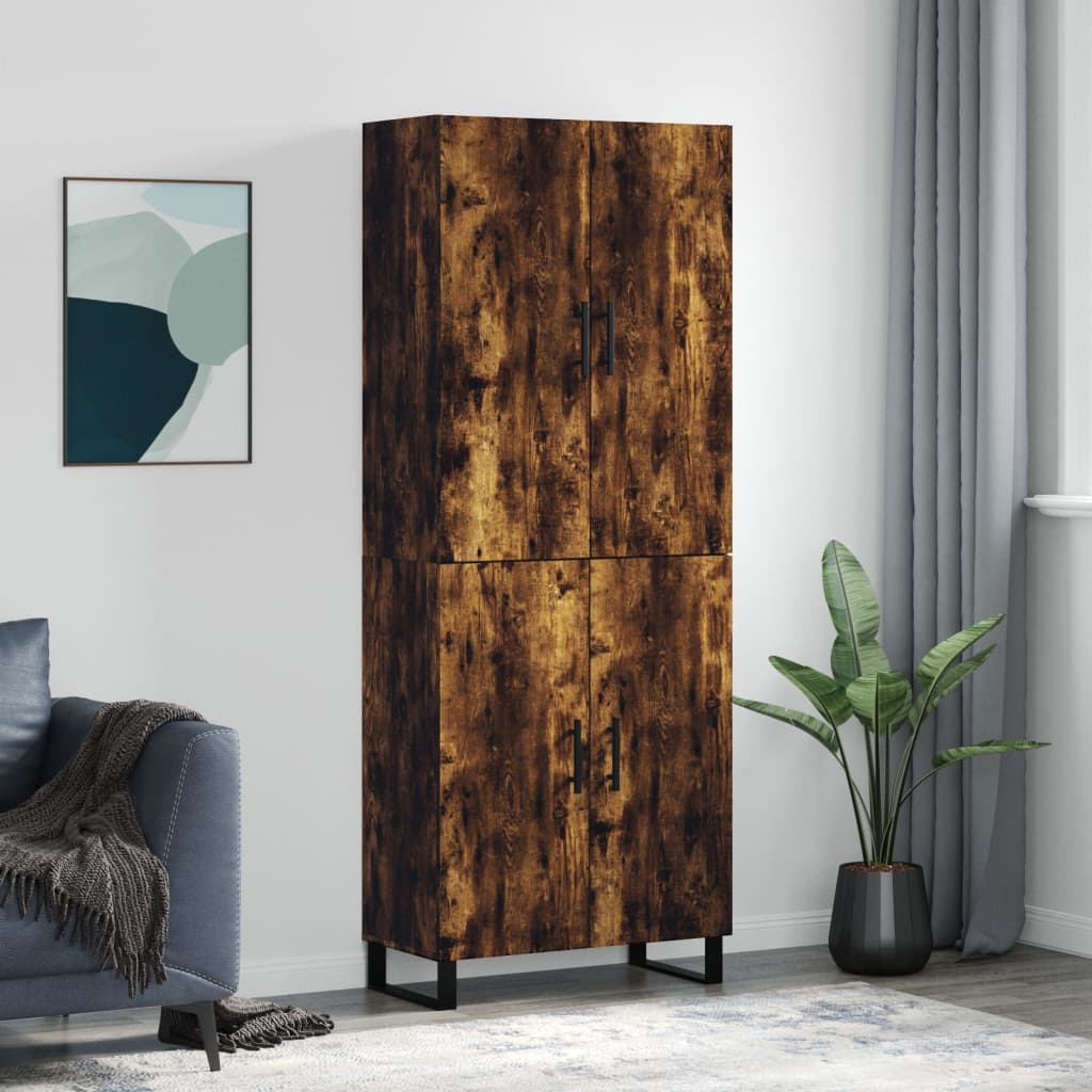 Füstös tölgy színű szerelt fa magasszekrény 69,5 x 34 x 180 cm