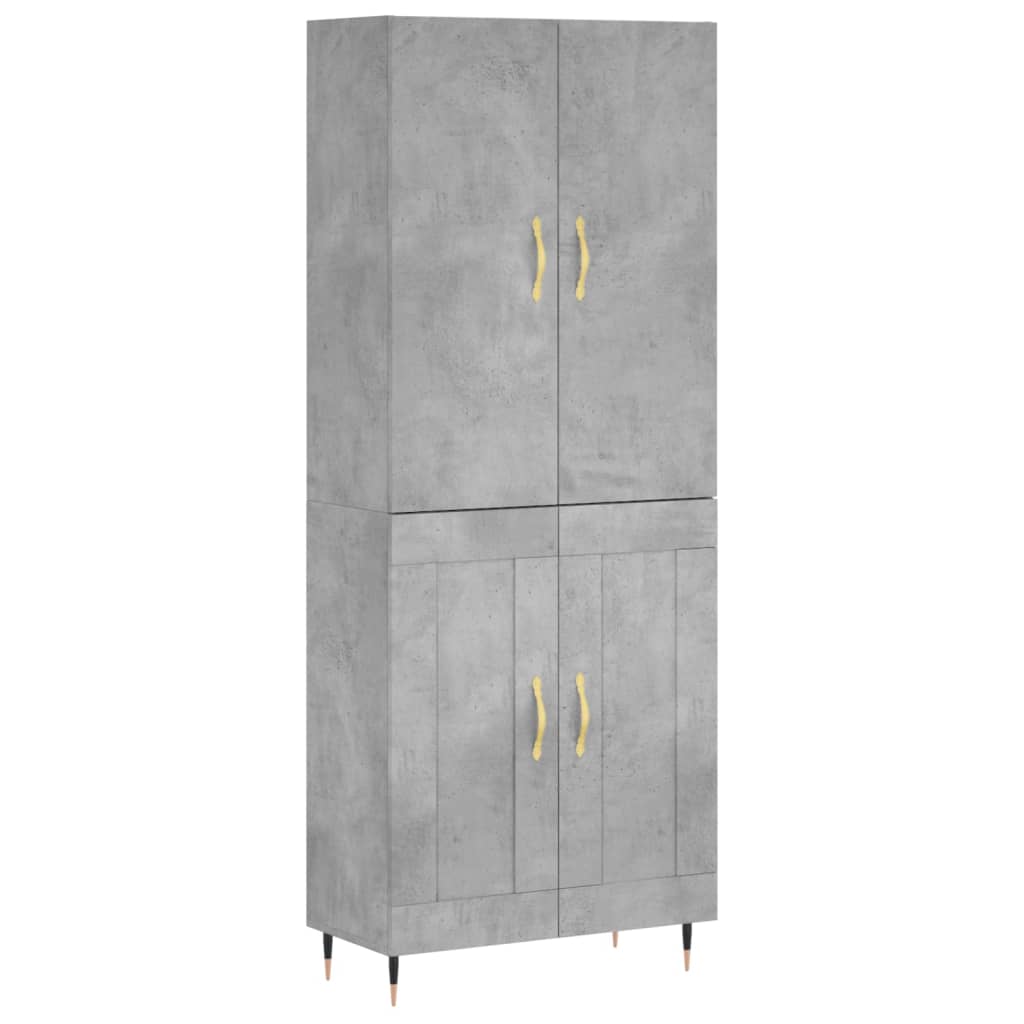 Betonszürke szerelt fa magasszekrény 69,5 x 34 x 180 cm 2