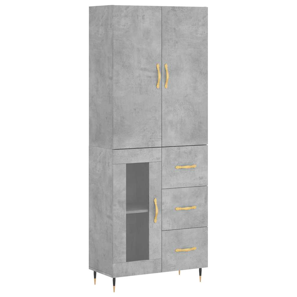 Betonszürke szerelt fa magasszekrény 69,5 x 34 x 180 cm 2