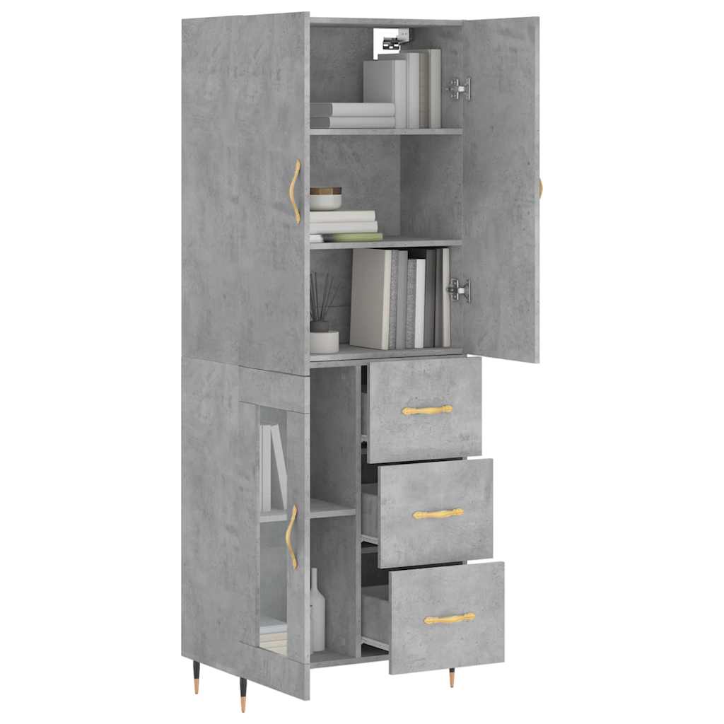 Betonszürke szerelt fa magasszekrény 69,5 x 34 x 180 cm 12