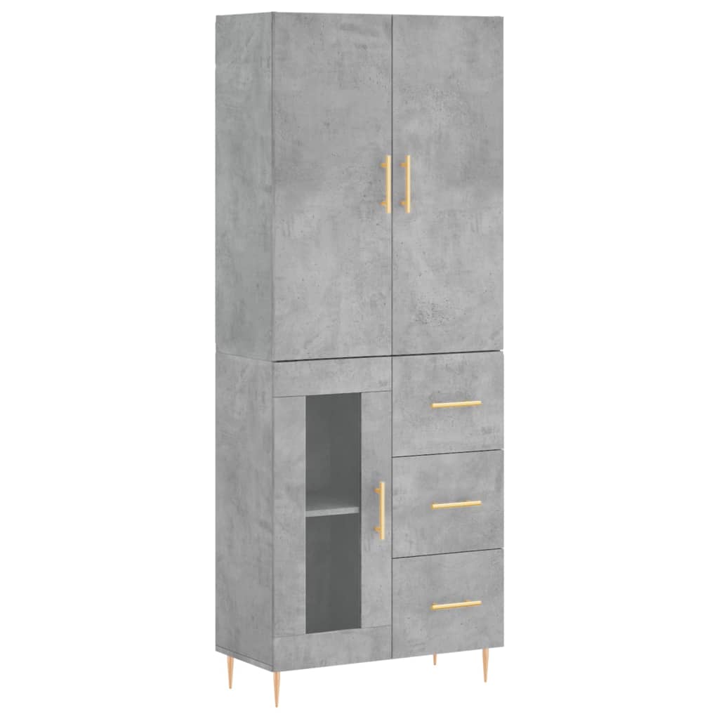 Betonszürke szerelt fa magasszekrény 69,5 x 34 x 180 cm 2