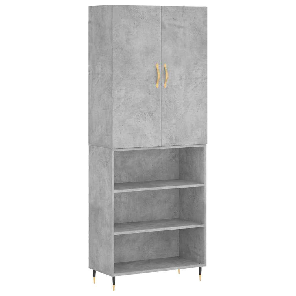 Betonszürke szerelt fa magasszekrény 69,5 x 34 x 180 cm 2