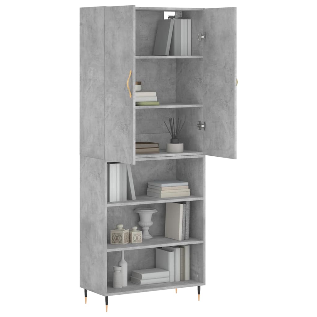 Betonszürke szerelt fa magasszekrény 69,5 x 34 x 180 cm 11