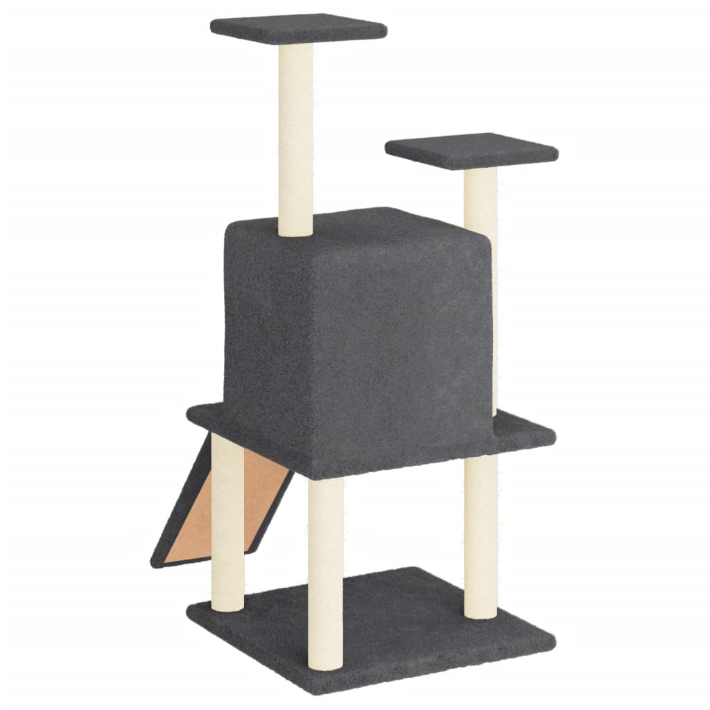 Sötétszürke macskabútor szizál kaparófákkal 110 cm 5