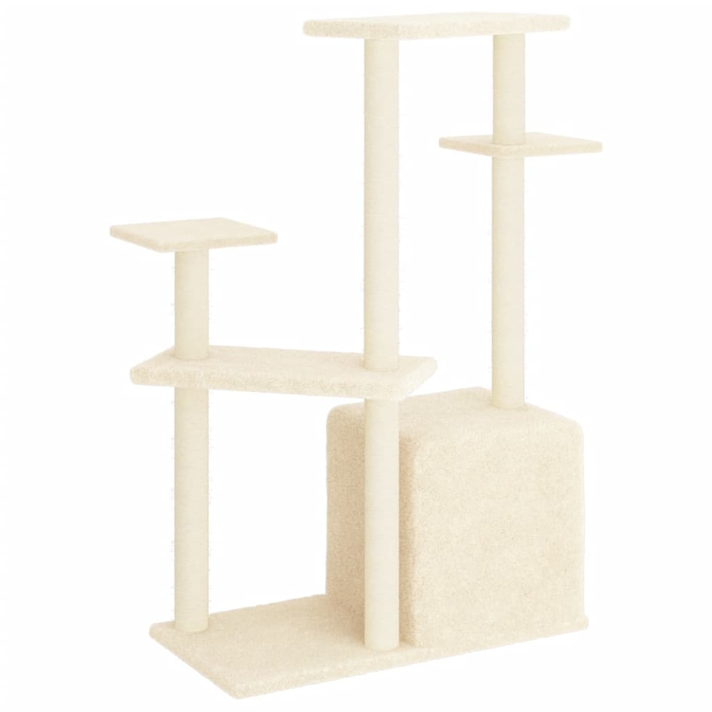 Krémszínű macskabútor szizál kaparófákkal 107,5 cm 5