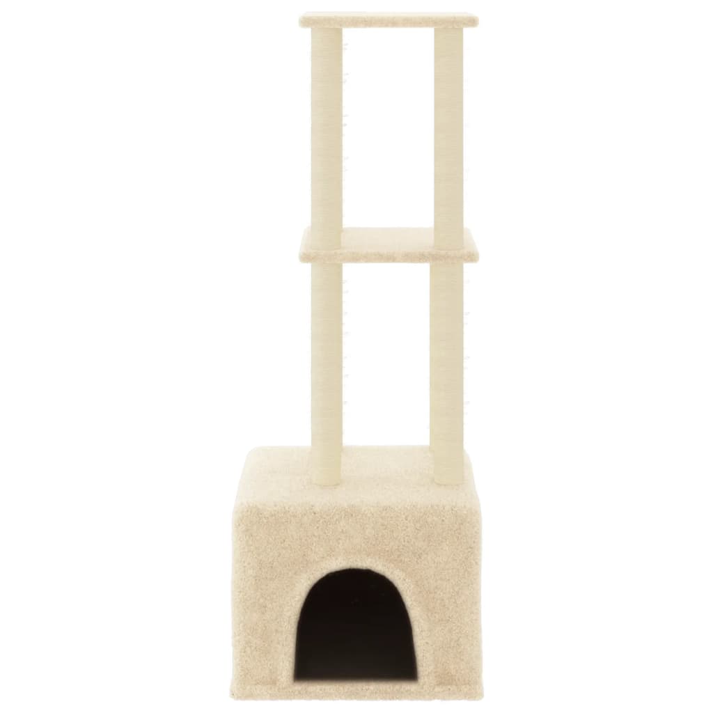 Krémszínű macskabútor szizál kaparófákkal 133,5 cm 3