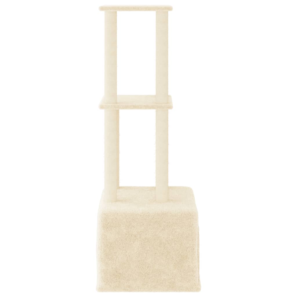 Krémszínű macskabútor szizál kaparófákkal 133,5 cm 4