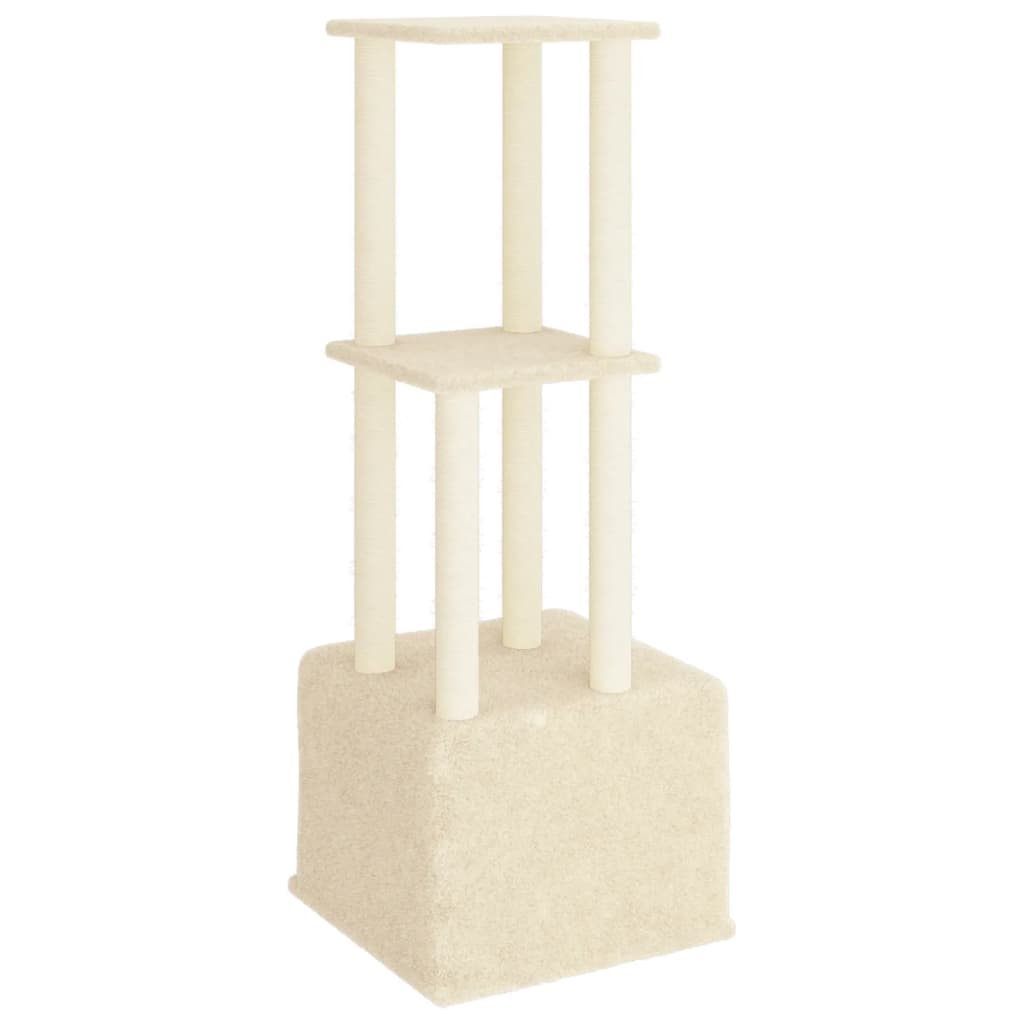 Krémszínű macskabútor szizál kaparófákkal 133,5 cm 5
