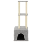 Világosszürke macskabútor szizál kaparófákkal 133,5 cm 3