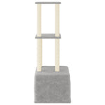 Világosszürke macskabútor szizál kaparófákkal 133,5 cm 4