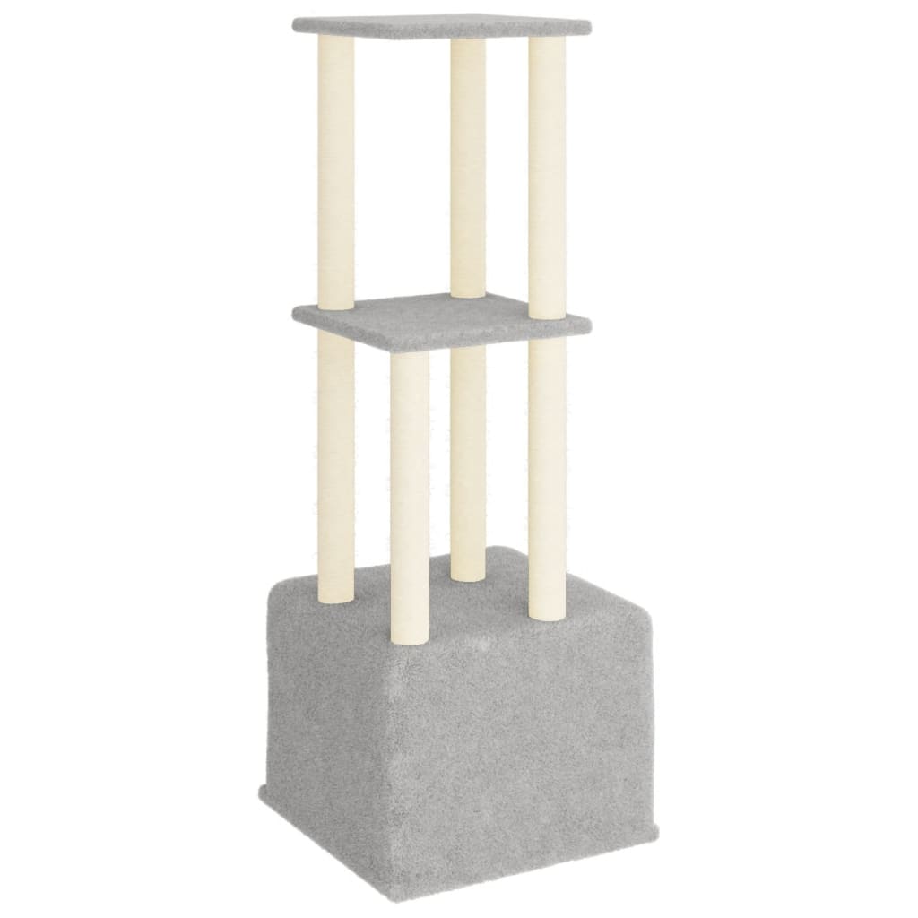 Világosszürke macskabútor szizál kaparófákkal 133,5 cm 5
