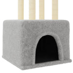 Világosszürke macskabútor szizál kaparófákkal 133,5 cm 6