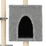 Világosszürke macskabútor szizál kaparófákkal 117 cm 7