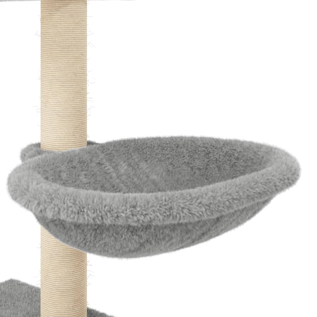 Világosszürke macskabútor szizál kaparófákkal 117 cm 8