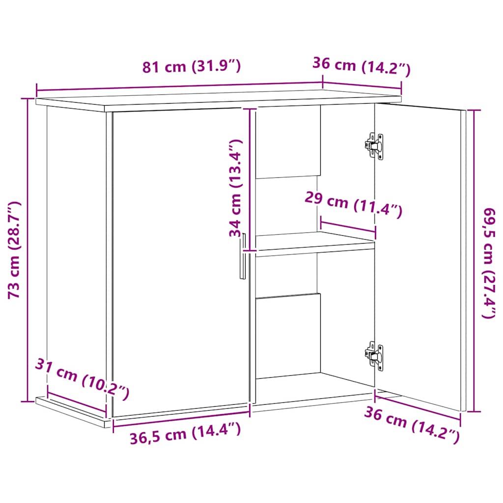 Betonszürke akváriumállvány 81 x 36 x 73 cm rétegelt fából 11