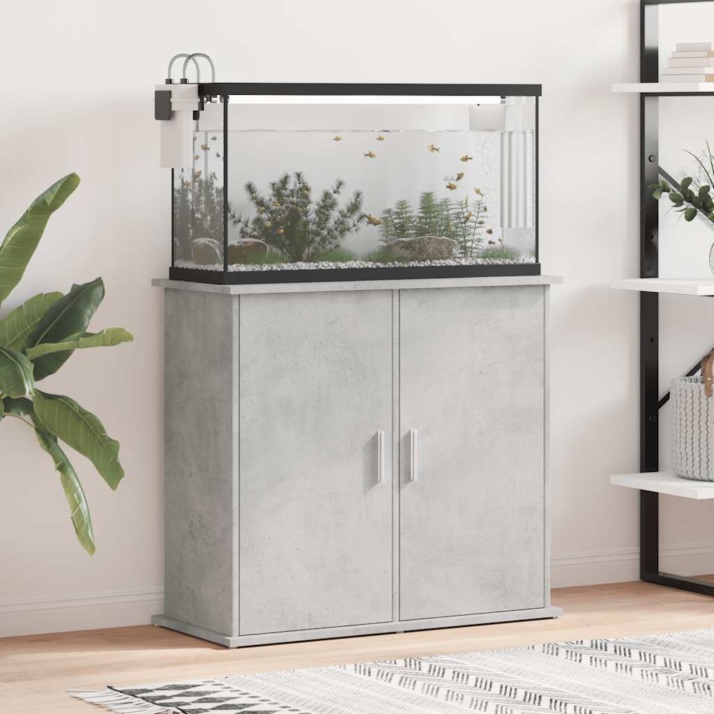 Betonszürke akváriumállvány 81 x 36 x 73 cm rétegelt fából