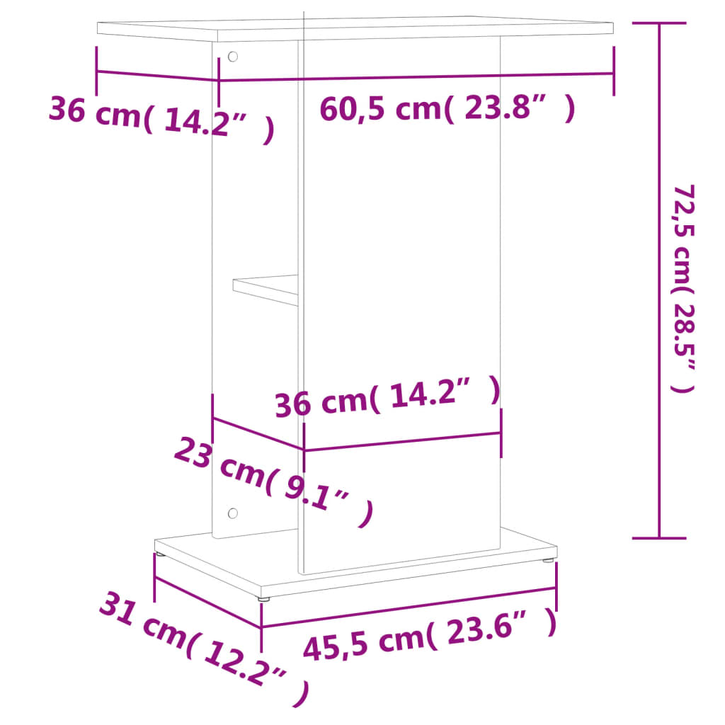 Sonoma tölgyfa akváriumállvány 60,5 x 36 x 72,5 cm rétegelt fából 8