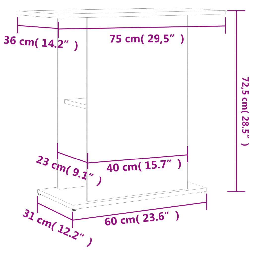 Sonoma tölgyfa akváriumállvány 75 x 36 x 72,5 cm rétegelt fából 8