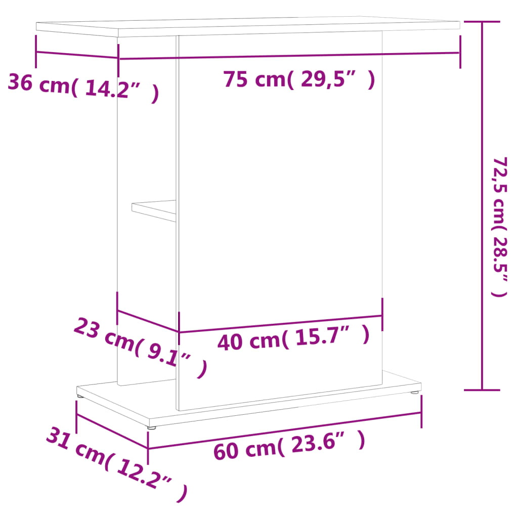 Füstös tölgy szerelt fa akváriumtartó állvány 75x36x72,5 cm 8