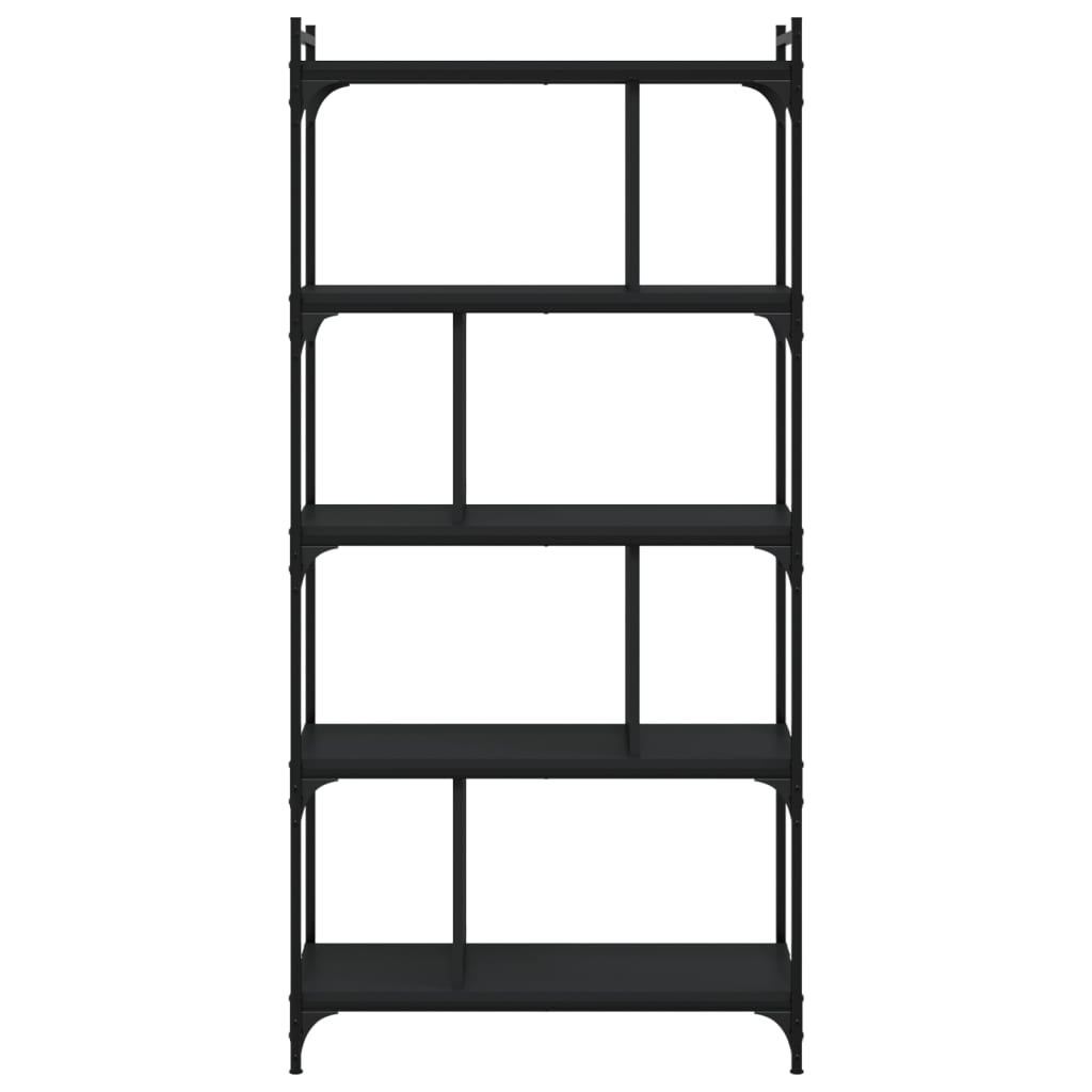 5 szintes fekete szerelt fa könyvespolc 76 x 32 x 158 cm 3
