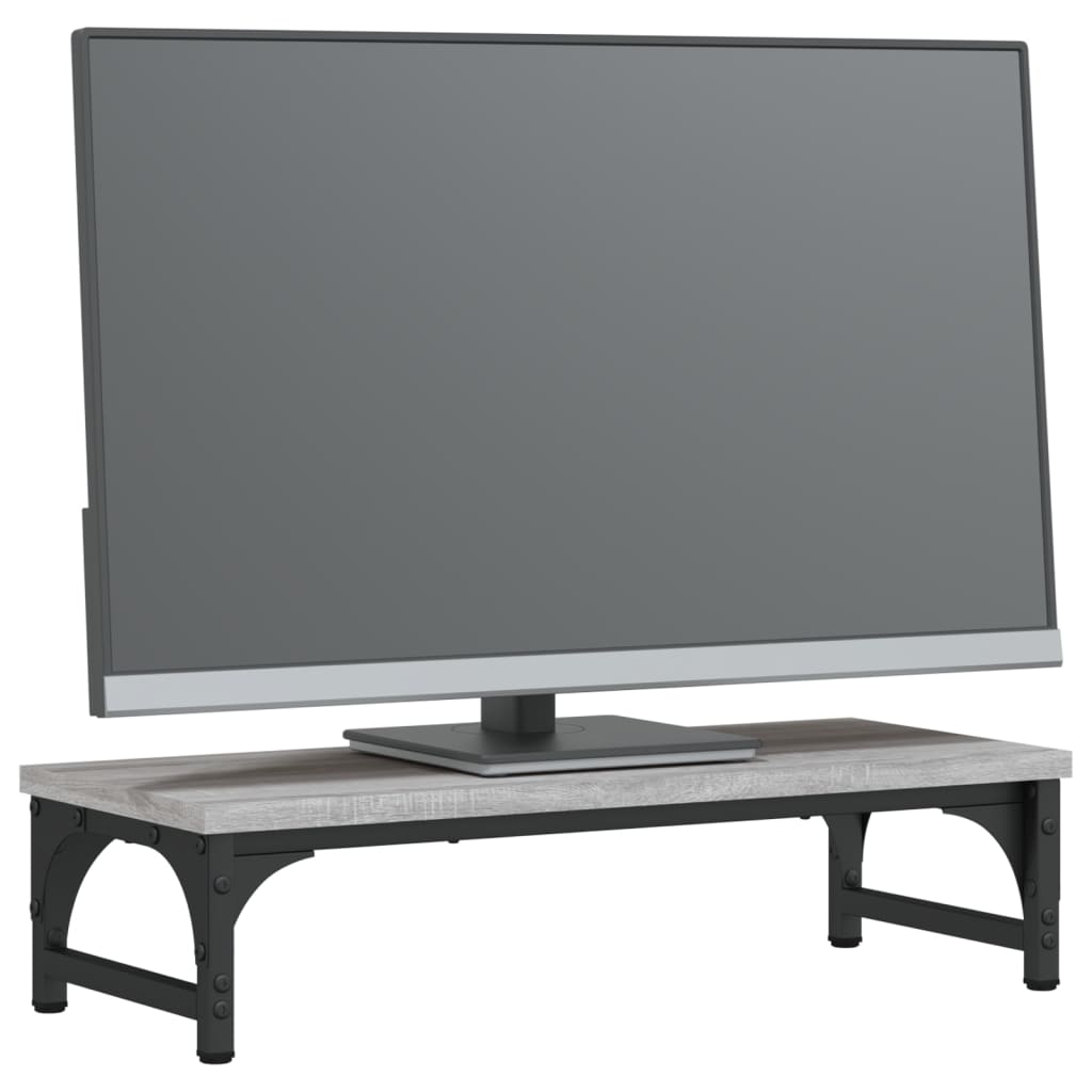 Szürke sonoma színű szerelt fa monitorállvány 55 x 23 x 14 cm 3