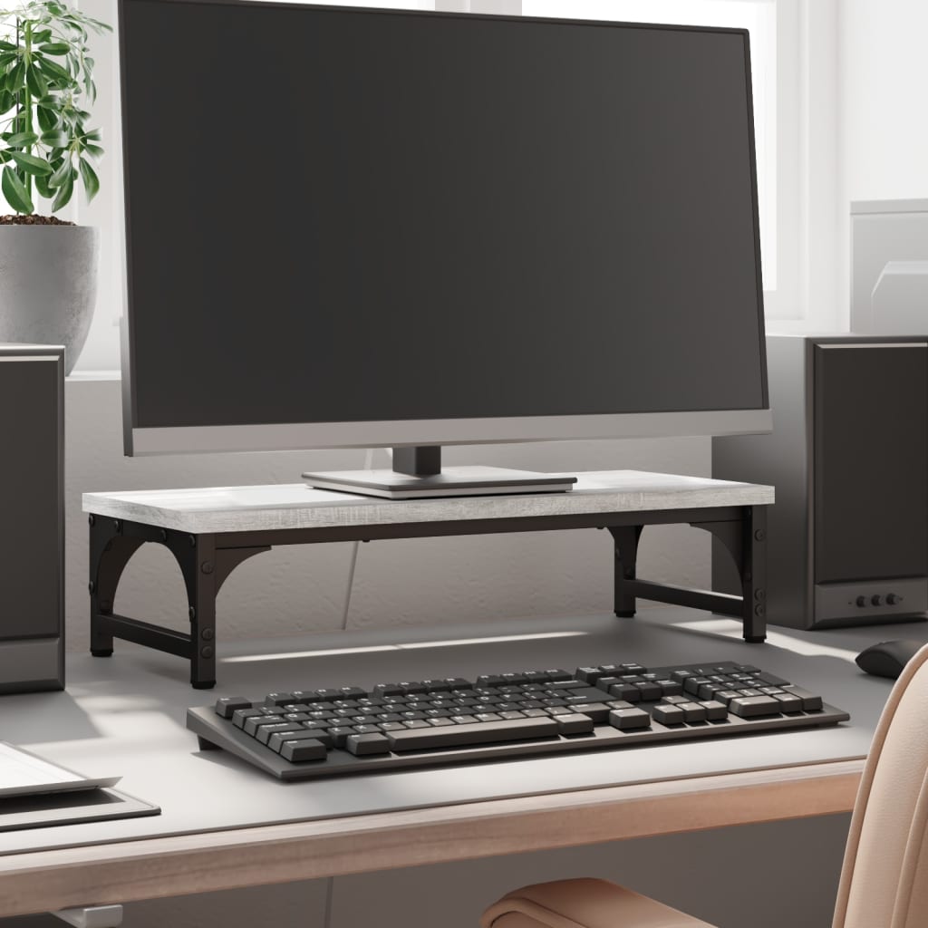 Szürke sonoma színű szerelt fa monitorállvány 55 x 23 x 14 cm