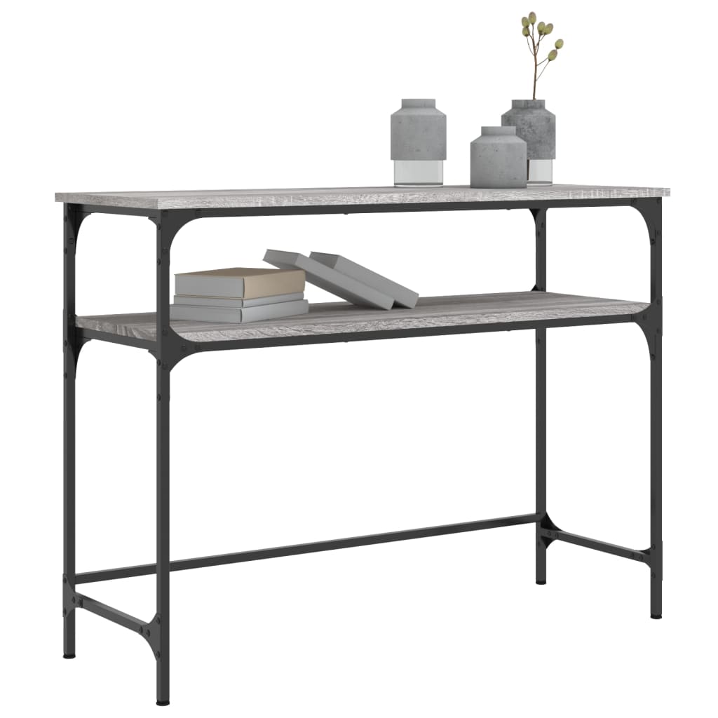 Szürke sonoma színű szerelt fa konzolasztal 100x35,5x75 cm 3