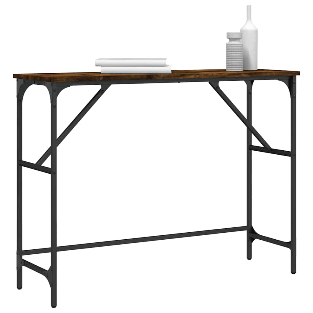 Füstös tölgy színű szerelt fa tálalóasztal 100x32x75 cm 3