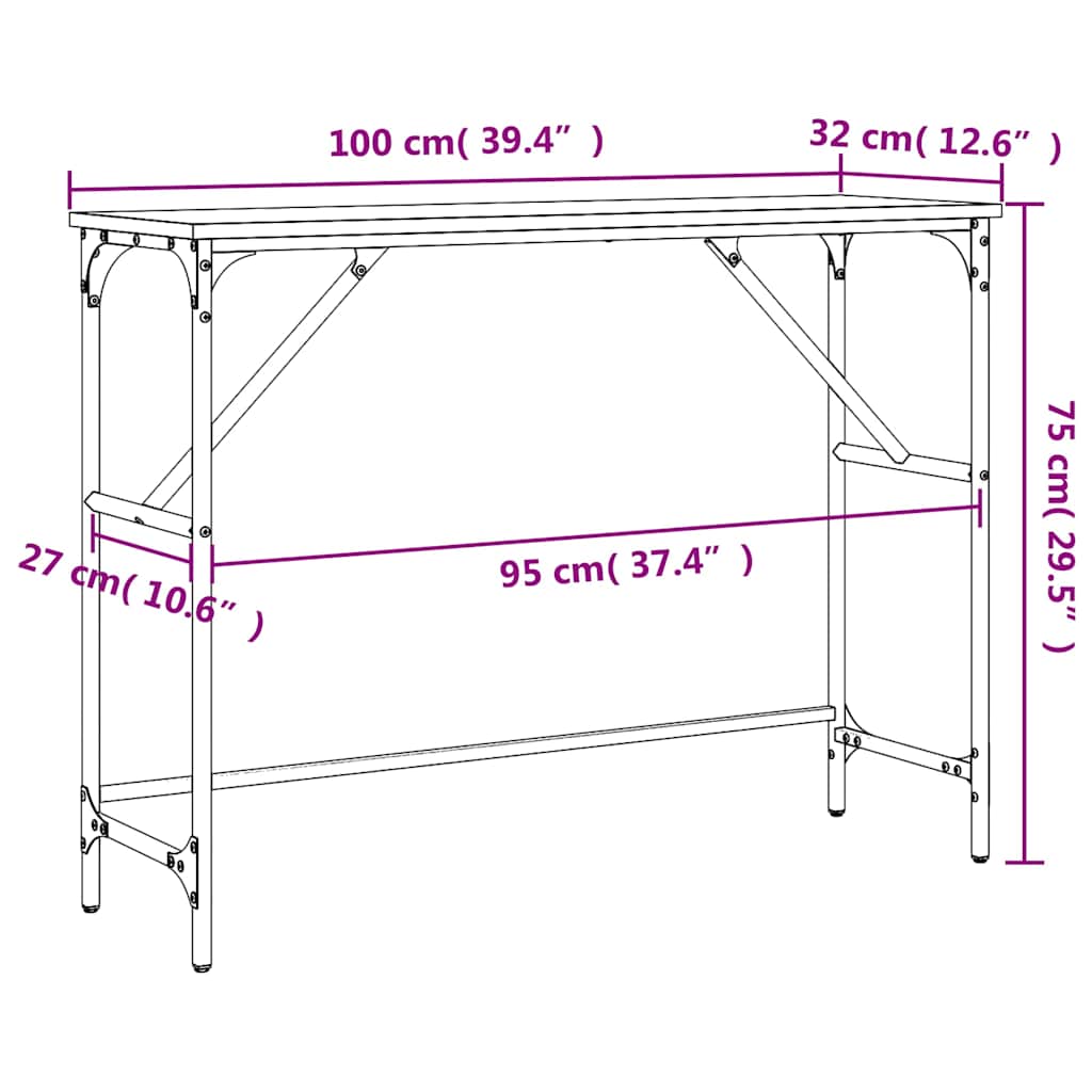 Füstös tölgy színű szerelt fa tálalóasztal 100x32x75 cm 9
