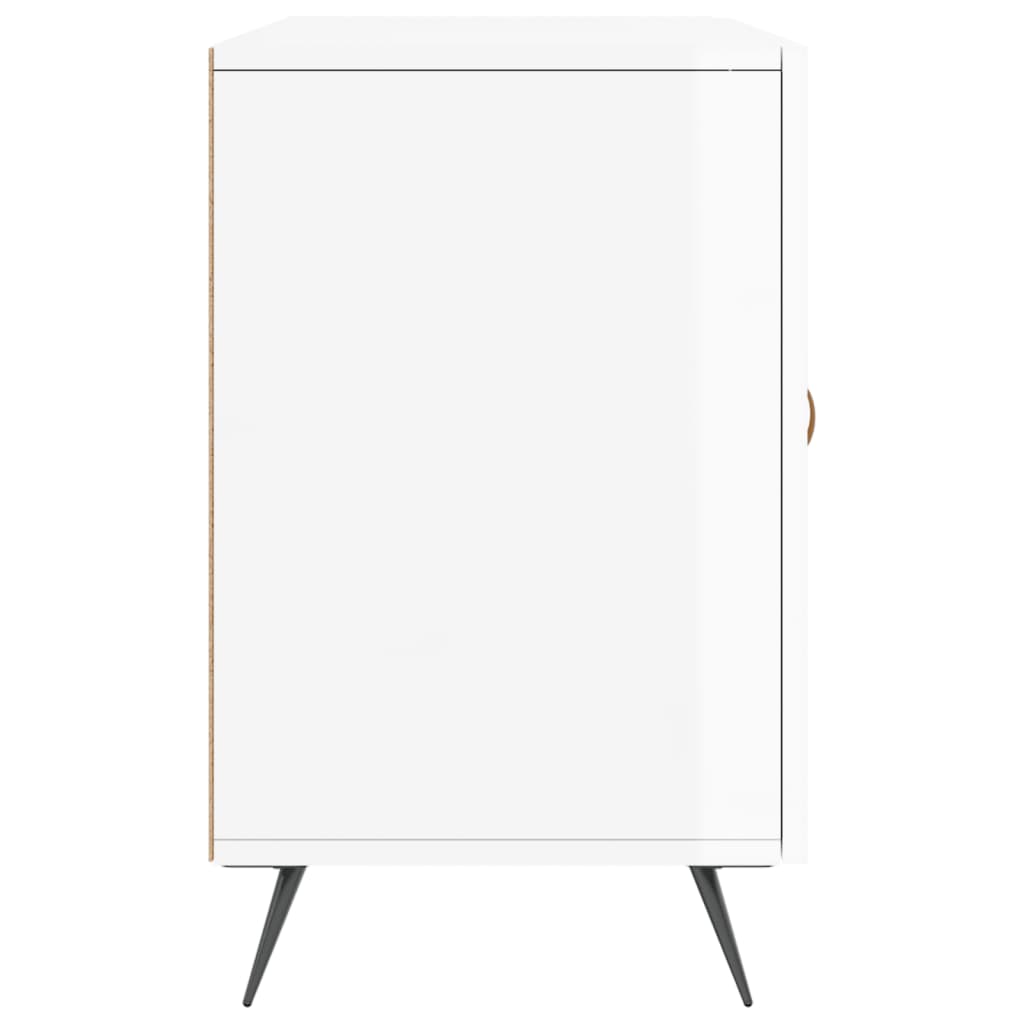 Magasfényű fehér szerelt fa tálalószekrény 100 x 36 x 60 cm 7