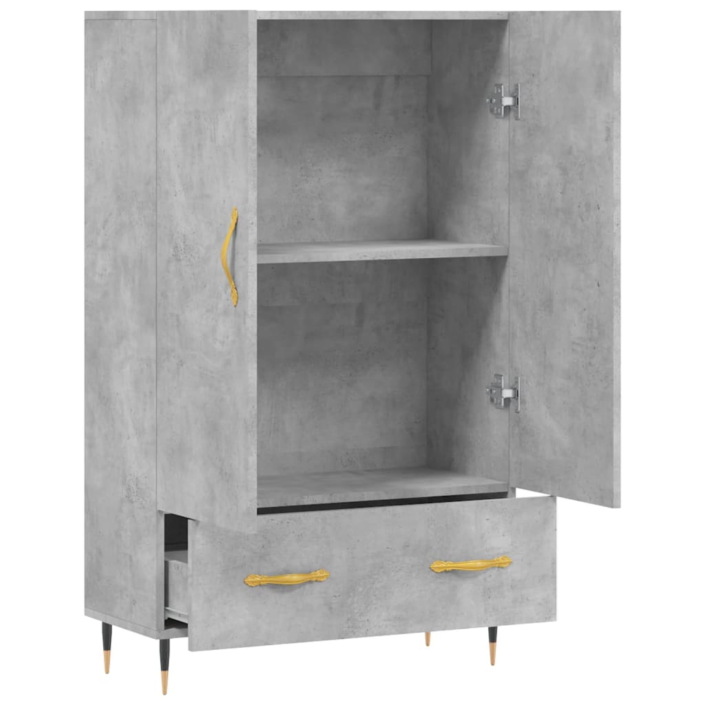 Betonszürke szerelt fa magasszekrény 69,5 x 31 x 115 cm 5
