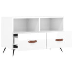 Fehér magasfényű szerelt fa TV-szekrény 80x36x50 cm 6