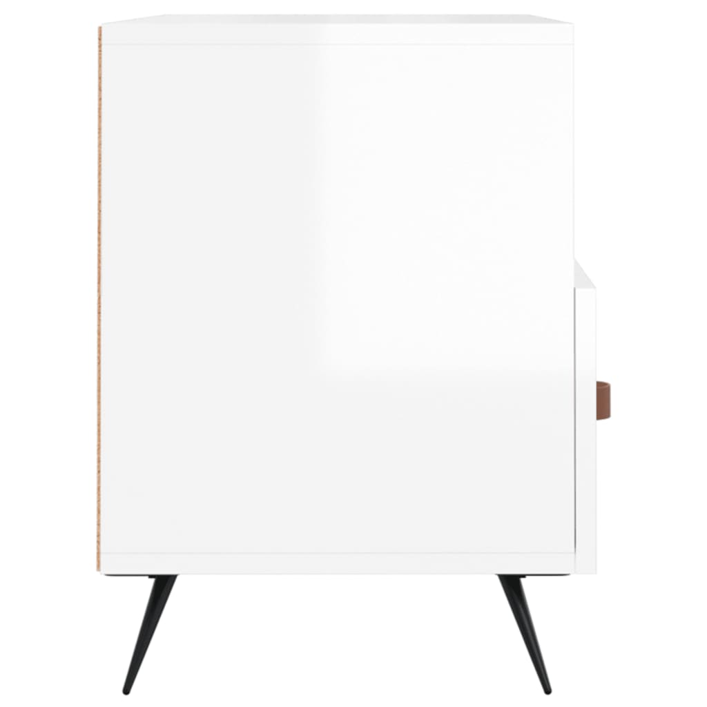Fehér magasfényű szerelt fa TV-szekrény 80x36x50 cm 7