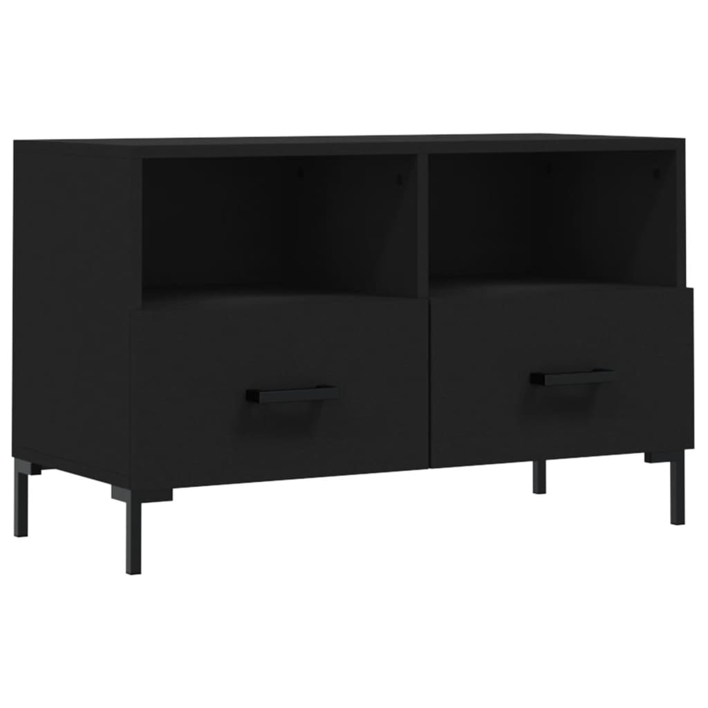 Fekete szerelt fa TV-szekrény 80 x 36 x 50 cm 2