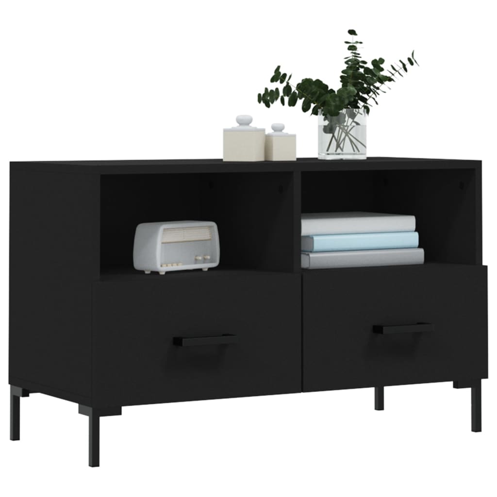 Fekete szerelt fa TV-szekrény 80 x 36 x 50 cm 3