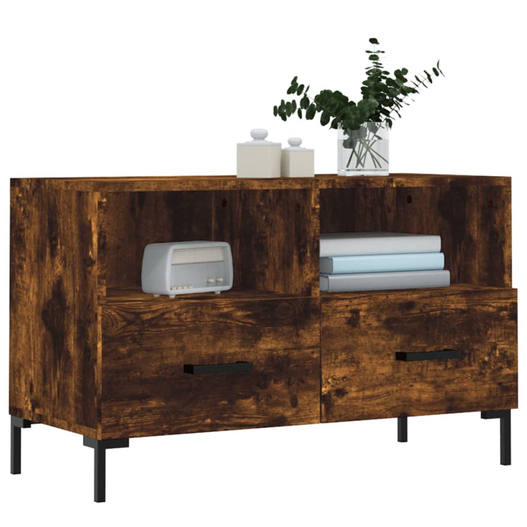 Füstös tölgy színű szerelt fa TV-szekrény 80 x 36 x 50 cm 3