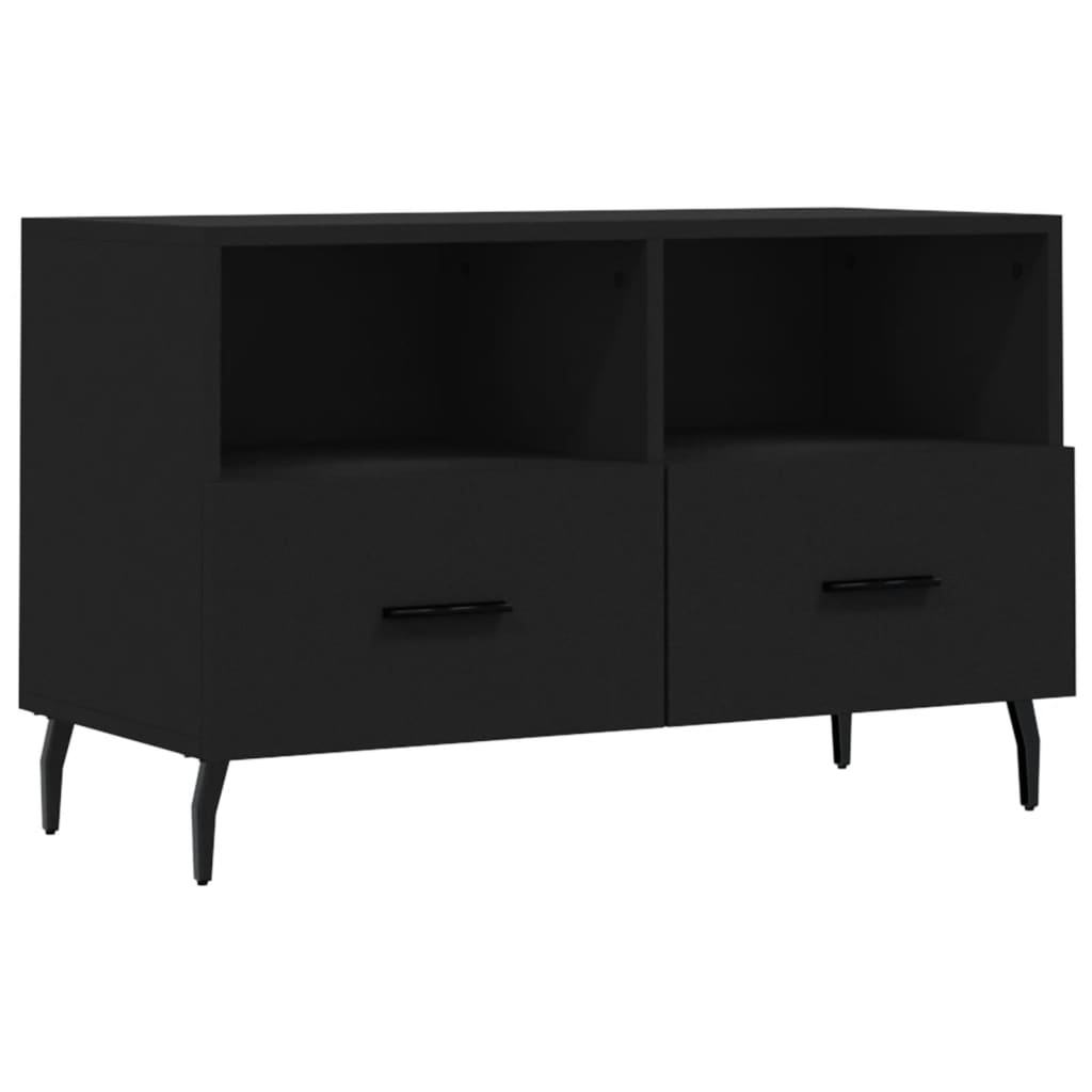 Fekete szerelt fa TV-szekrény 80 x 36 x 50 cm 2