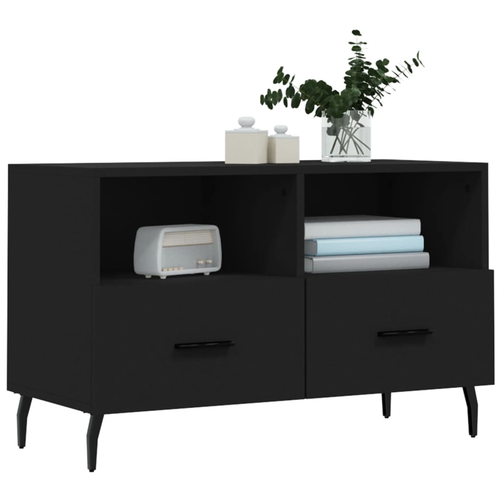 Fekete szerelt fa TV-szekrény 80 x 36 x 50 cm 3