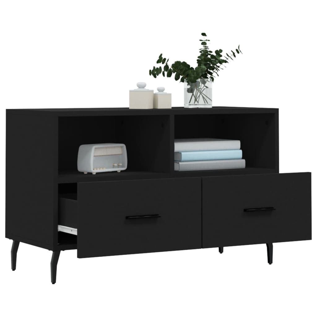 Fekete szerelt fa TV-szekrény 80 x 36 x 50 cm 4