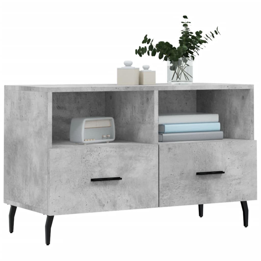 Betonszürke szerelt fa TV-szekrény 80 x 36 x 50 cm 3
