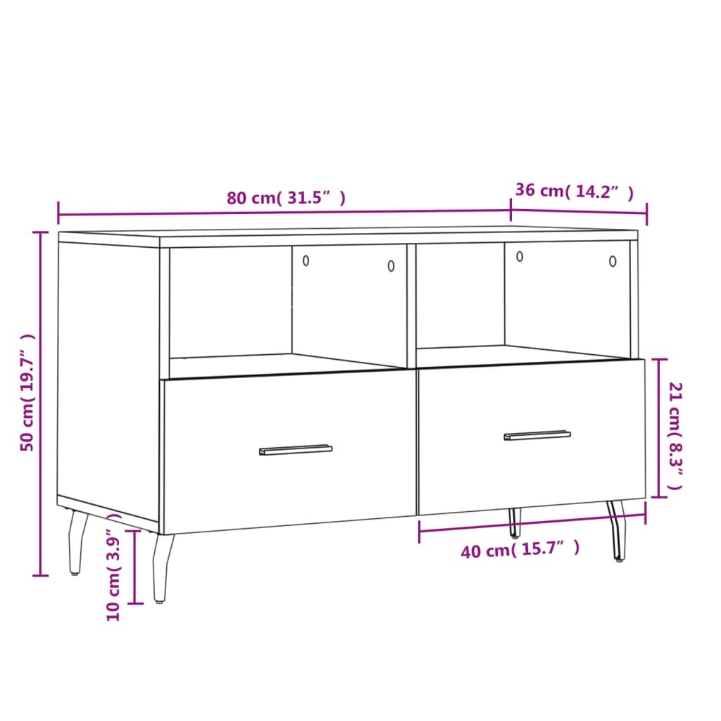 Betonszürke szerelt fa TV-szekrény 80 x 36 x 50 cm 12