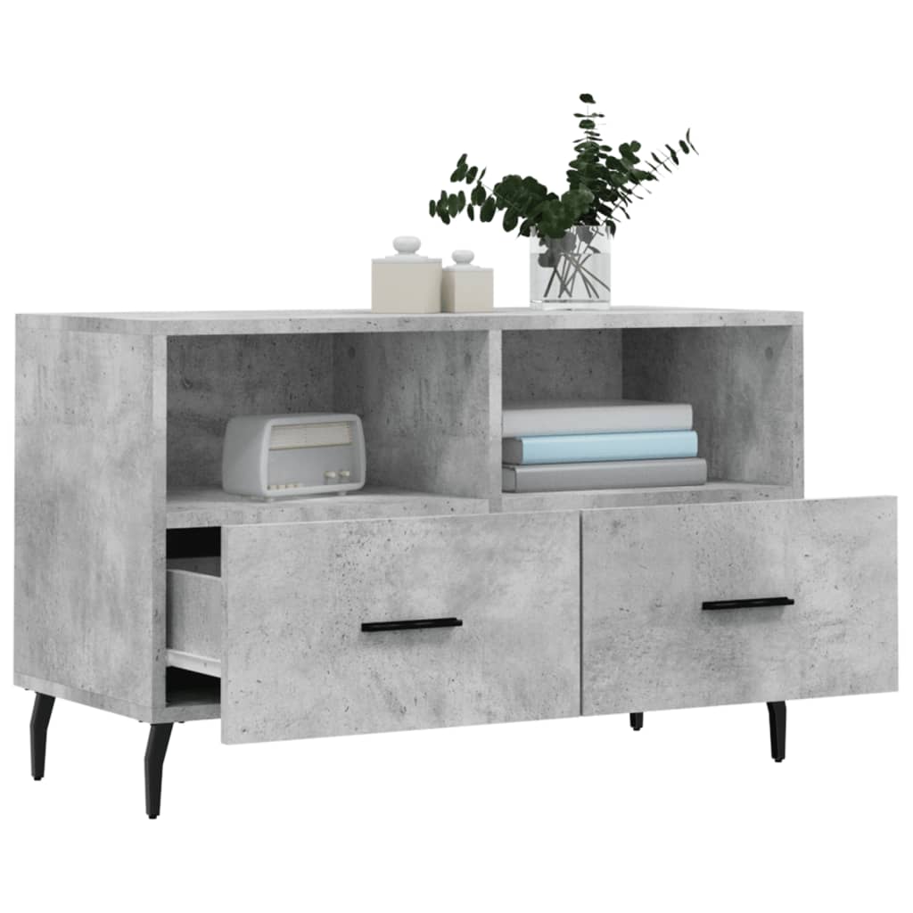 Betonszürke szerelt fa TV-szekrény 80 x 36 x 50 cm 4