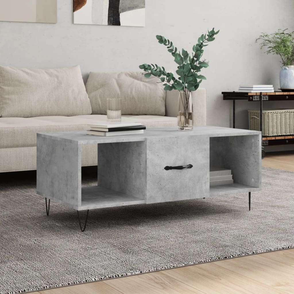 Betonszürke szerelt fa dohányzóasztal 102 x 50 x 40 cm