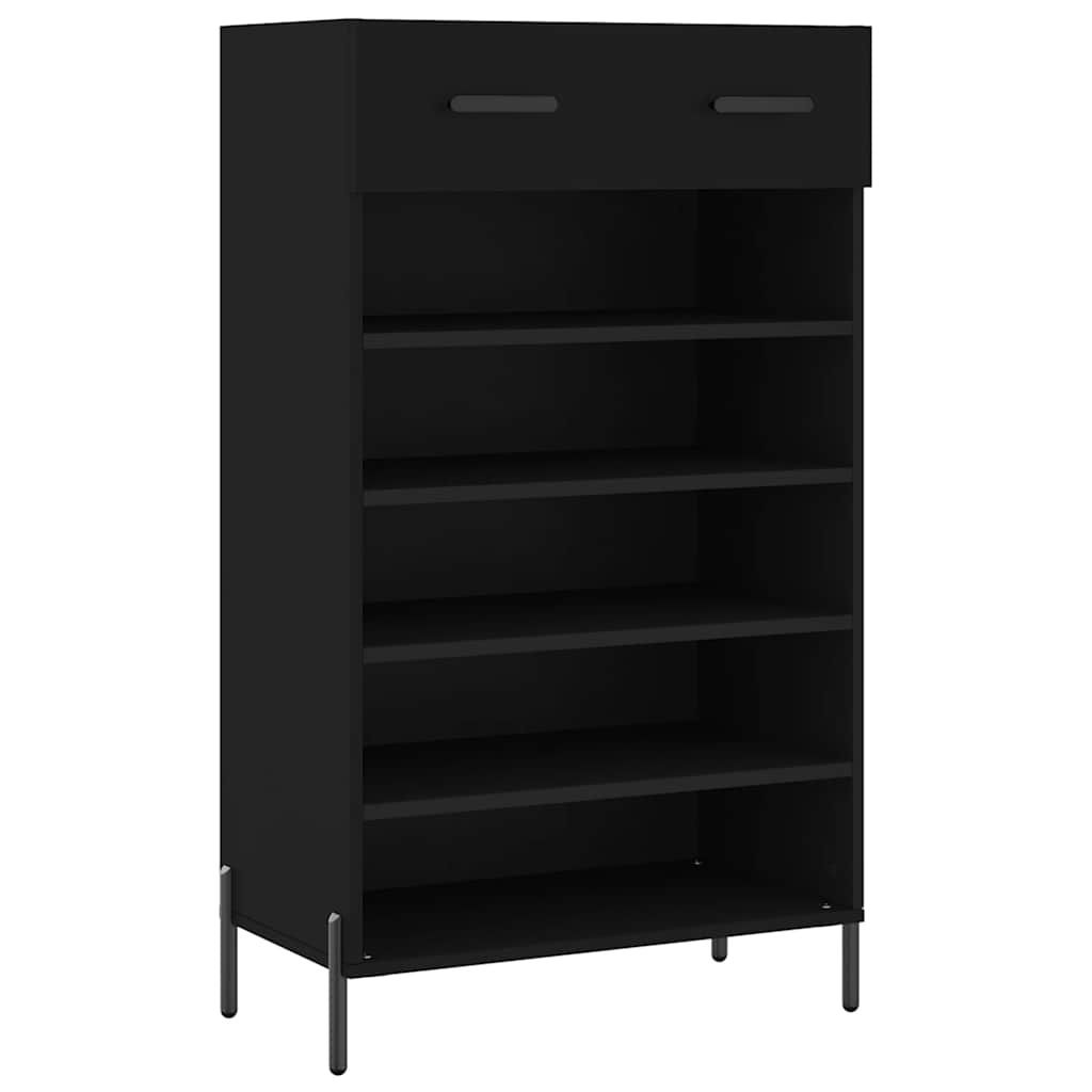 Fekete szerelt fa cipőszekrény 60 x 35 x 105 cm 2
